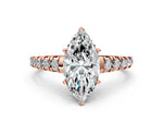 Marquise Cut Diamond Vintage Scroll Solitaire Ring in Rose gold with Graduated Round Side Stones_24