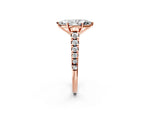 Marquise Cut Diamond Vintage Scroll Solitaire Ring in Rose gold with Graduated Round Side Stones_26