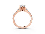 Marquise Cut Diamond Vintage Scroll Solitaire Ring in Rose gold with Graduated Round Side Stones_27