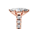 Marquise Cut Diamond Vintage Scroll Solitaire Ring in Rose gold with Graduated Round Side Stones_29