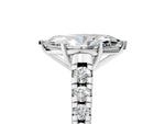 Marquise Cut Diamond Vintage Scroll Solitaire Ring in White gold with Graduated Round Side Stones_23