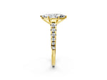 Marquise Cut Diamond Vintage Scroll Solitaire Ring in Yellow gold with Graduated Round Side Stones_14