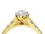 Marquise Cut Diamond Vintage Scroll Solitaire Ring in Yellow gold with Graduated Round Side Stones_16