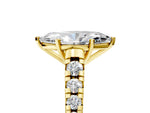 Marquise Cut Diamond Vintage Scroll Solitaire Ring in Yellow gold with Graduated Round Side Stones_17