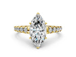 Marquise Cut Diamond Vintage Scroll Solitaire Ring in Yellow gold with Graduated Round Side Stones_24