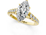 Marquise Cut Diamond Vintage Scroll Solitaire Ring in Yellow gold with Graduated Round Side Stones_25