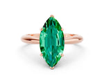 Marquise Cut Emerald Cathedral Solitaire Engagement Ring in Rose gold with Prong Setting