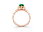 Marquise Cut Emerald Cathedral Solitaire Engagement Ring in Rose gold with Prong Setting_3