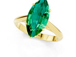 Marquise Cut Emerald Cathedral Solitaire Engagement Ring in Yellow gold with Prong Setting_1