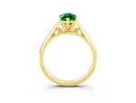 Marquise Cut Emerald Cathedral Solitaire Engagement Ring in Yellow gold with Prong Setting_3