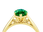Marquise Cut Emerald Cathedral Solitaire Engagement Ring in Yellow gold with Prong Setting_4
