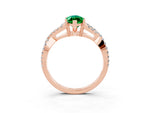 Marquise Cut Emerald Solitaire Ring in Rose gold with Interwoven Pavé Band and Prong Setting_3
