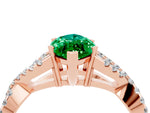 Marquise Cut Emerald Solitaire Ring in Rose gold with Interwoven Pavé Band and Prong Setting_4