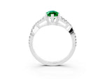 Marquise Cut Emerald Solitaire Ring in White gold with Interwoven Pavé Band and Prong Setting_3