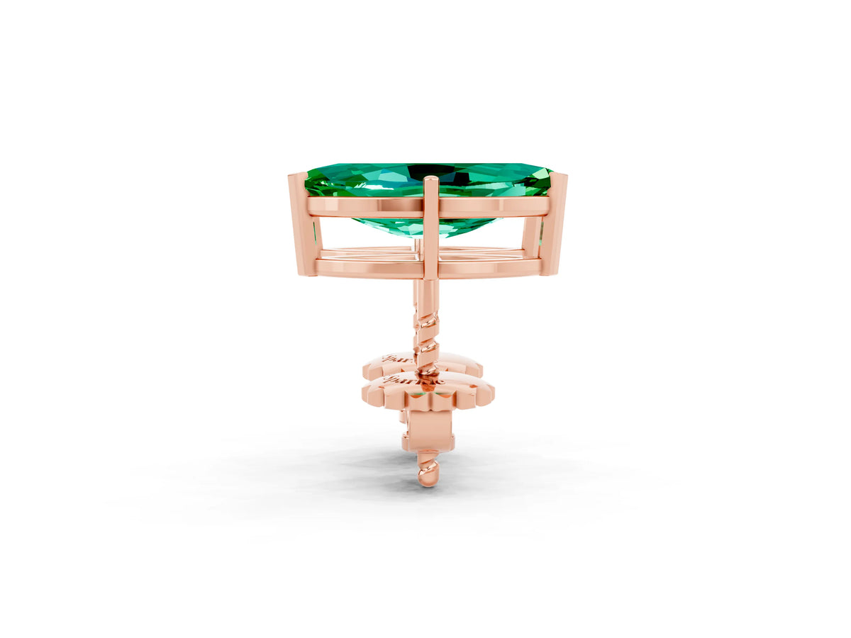 Marquise Cut Emerald Stud Earrings in Rose gold with Basket Setting_2