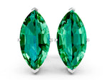 Marquise Cut Emerald Stud Earrings in White gold with Basket Setting