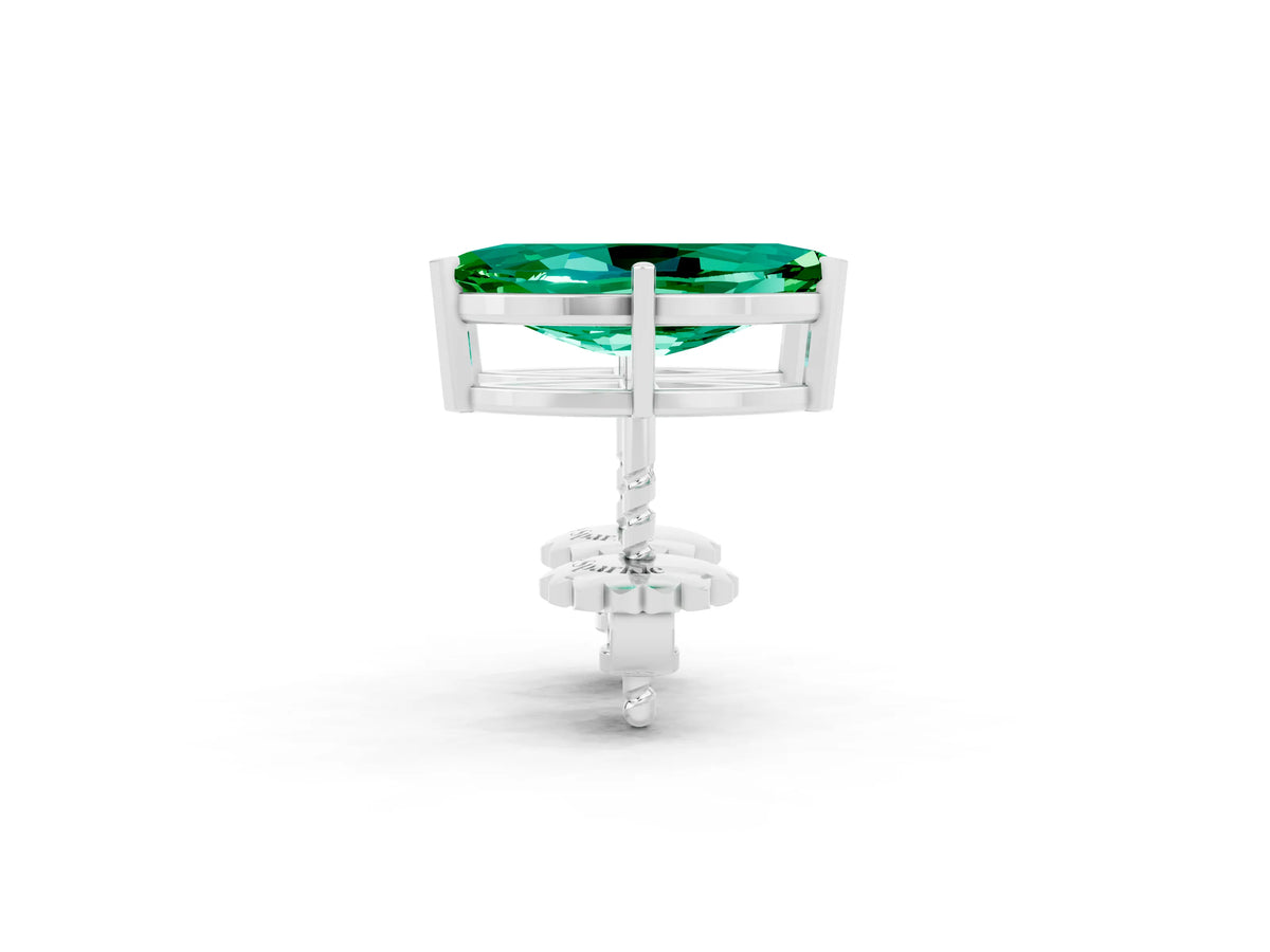 Marquise Cut Emerald Stud Earrings in White gold with Basket Setting_2