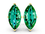 Marquise Cut Emerald Stud Earrings in Yellow gold with Basket Setting