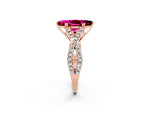 Marquise Cut Garnet Solitaire Ring in Rose gold with Interwoven Pavé Band and Prong Setting_2
