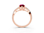 Marquise Cut Garnet Solitaire Ring in Rose gold with Interwoven Pavé Band and Prong Setting_3