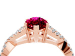 Marquise Cut Garnet Solitaire Ring in Rose gold with Interwoven Pavé Band and Prong Setting_4