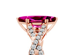Marquise Cut Garnet Solitaire Ring in Rose gold with Interwoven Pavé Band and Prong Setting_5