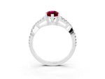Marquise Cut Garnet Solitaire Ring in White gold with Interwoven Pavé Band and Prong Setting_3