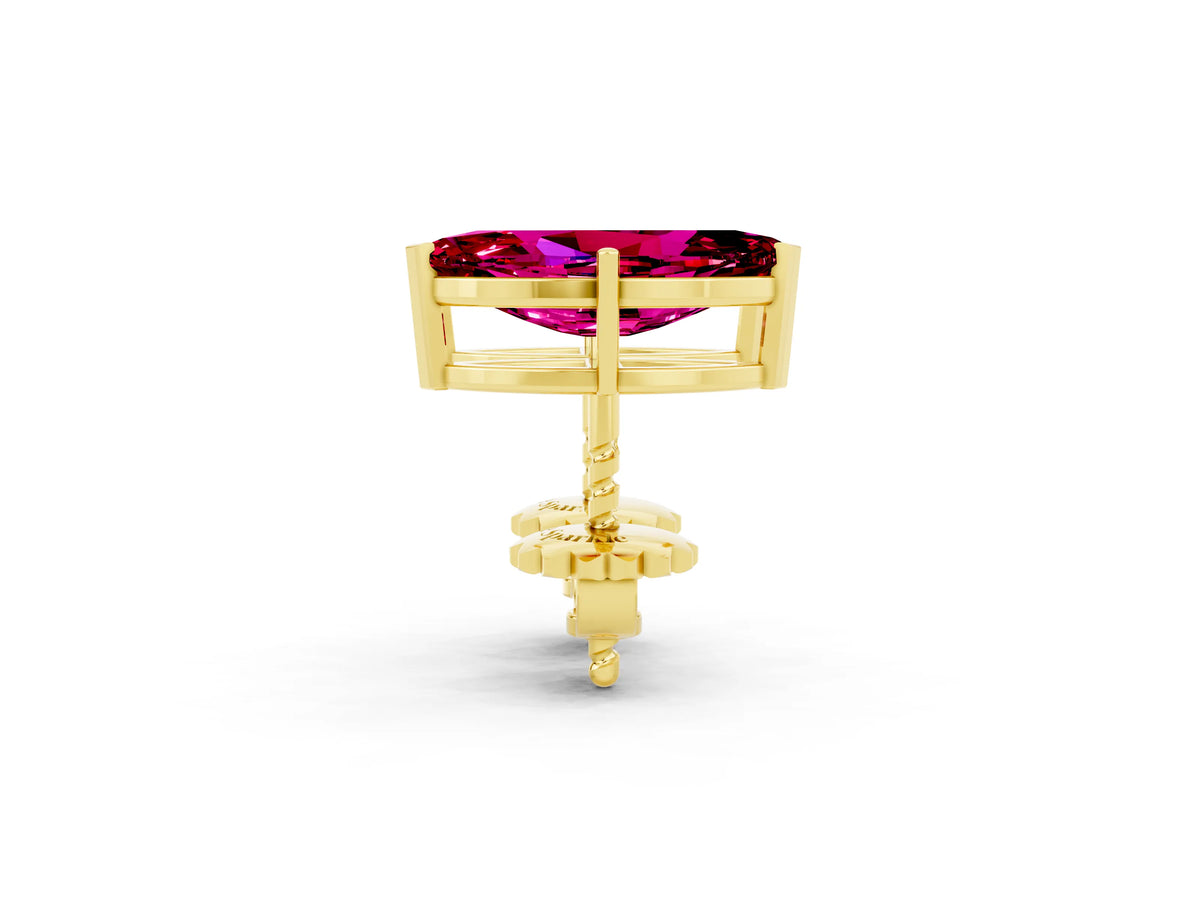 Marquise Cut Garnet Stud Earrings in Yellow gold with Basket Setting_2