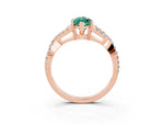 Marquise Cut Green Sapphire Solitaire Ring in Rose gold with Interwoven Pavé Band and Prong Setting_3