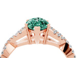 Marquise Cut Green Sapphire Solitaire Ring in Rose gold with Interwoven Pavé Band and Prong Setting_4