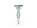 Marquise Cut Green Sapphire Solitaire Ring in White gold with Interwoven Pavé Band and Prong Setting_2