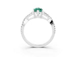 Marquise Cut Green Sapphire Solitaire Ring in White gold with Interwoven Pavé Band and Prong Setting_3