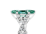 Marquise Cut Green Sapphire Solitaire Ring in White gold with Interwoven Pavé Band and Prong Setting_5