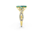 Marquise Cut Green Sapphire Solitaire Ring in Yellow gold with Interwoven Pavé Band and Prong Setting_2
