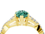 Marquise Cut Green Sapphire Solitaire Ring in Yellow gold with Interwoven Pavé Band and Prong Setting_4