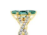 Marquise Cut Green Sapphire Solitaire Ring in Yellow gold with Interwoven Pavé Band and Prong Setting_5