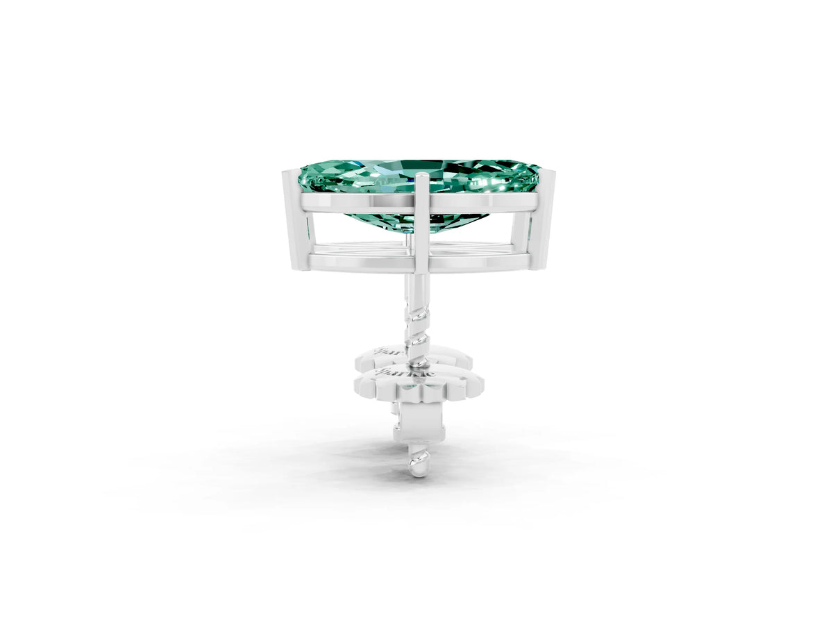 Marquise Cut Green Sapphire Stud Earrings in White gold with Basket Setting_2