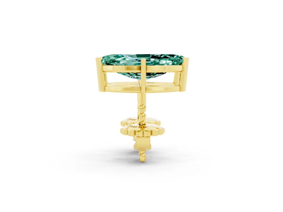 Marquise Cut Green Sapphire Stud Earrings in Yellow gold with Basket Setting_2