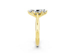 Marquise Cut Moissanite Cathedral Solitaire Engagement Ring in Yellow gold with Prong Setting_2