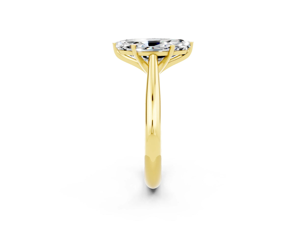 Marquise Cut Moissanite Cathedral Solitaire Engagement Ring in Yellow gold with Prong Setting_2