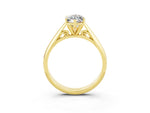 Marquise Cut Moissanite Cathedral Solitaire Engagement Ring in Yellow gold with Prong Setting_3