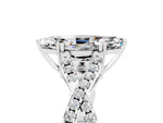 Marquise Cut Moissanite Solitaire Ring in Platinum with Interwoven Pavé Band and Prong Setting_11