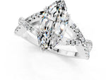 Marquise Cut Moissanite Solitaire Ring in Platinum with Interwoven Pavé Band and Prong Setting_7