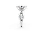 Marquise Cut Moissanite Solitaire Ring in Platinum with Interwoven Pavé Band and Prong Setting_8