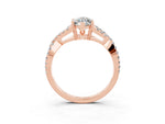Marquise Cut Moissanite Solitaire Ring in Rose gold with Interwoven Pavé Band and Prong Setting_3