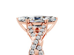 Marquise Cut Moissanite Solitaire Ring in Rose gold with Interwoven Pavé Band and Prong Setting_5