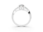 Marquise Cut Moissanite Solitaire Ring in White gold with Interwoven Pavé Band and Prong Setting_3