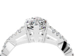 Marquise Cut Moissanite Solitaire Ring in White gold with Interwoven Pavé Band and Prong Setting_4