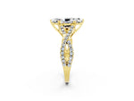 Marquise Cut Moissanite Solitaire Ring in Yellow gold with Interwoven Pavé Band and Prong Setting_2
