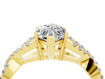 Marquise Cut Moissanite Solitaire Ring in Yellow gold with Interwoven Pavé Band and Prong Setting_4
